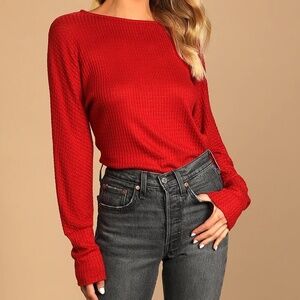 Lulus | After All Rust Red Long Sleeve Boat Neck Top
